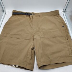 Free Country Mens Hiking Shorts Tan Khaki SZ 38 Built-in Belt Nylon Spandex S24